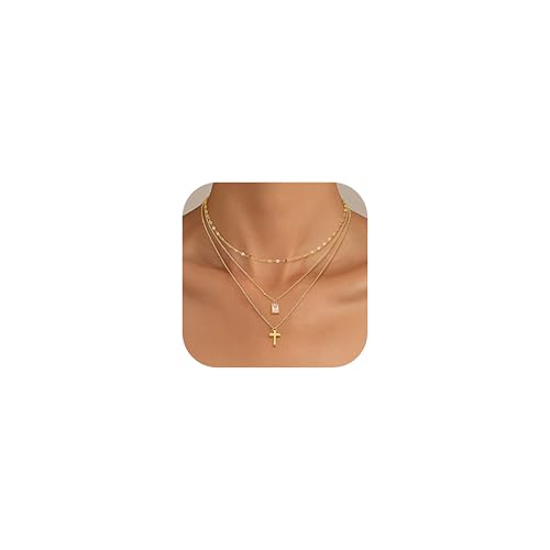 Kakonia Layered Gold Halskette für Frauen 14K Gold Plattiert Kette Damen Anhänger Halskette Set Kette Gold Damen Halskette Satck Zierliche Goldkette Trendy Schmuck für Frauen von Kakonia