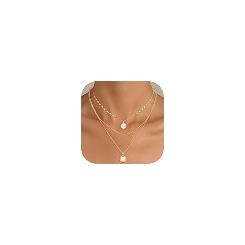 Kakonia Layered Gold Halskette für Frauen 14K Gold Plattiert Kette Damen Anhänger Halskette Set Kette Gold Damen Halskette Satck Zierliche Goldkette Trendy Schmuck für Frauen von Kakonia