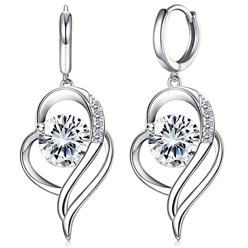 Kakonia Liebe Herz Zirkonia Tropfen Ohrringe Ohrhänger für Frauen Mädchen Geburtstag Valentinstag Muttertag Schmuck Geschenk April von Kakonia