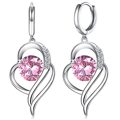Kakonia Love Heart Ohrhänger Zirkonia Geburtsstein Ohrhänger für Frauen Mädchen Geburtstag Valentinstag Muttertag Schmuck Geschenk Okt von Kakonia