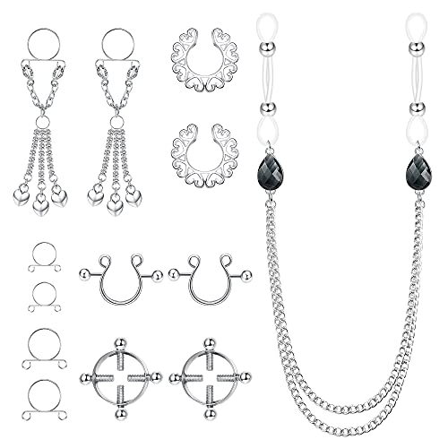 Kakonia Nippelklemmen Brustwarzen für Damen Fake Nippel Piercing Fake Nippelpiercing 316L Edelstahl Fake Piercing Schmuck von Kakonia