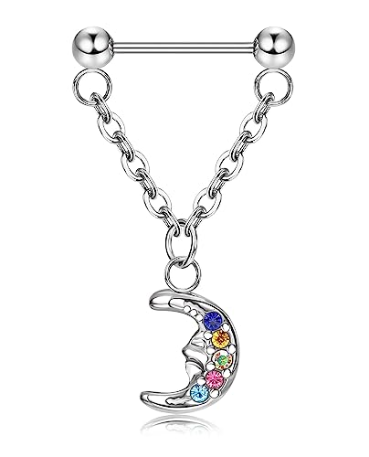 Kakonia Septum Ring Chain Kette für Damen G23 Titan Nasenring Nasenpiercing Ring With Chain Kette Silber Piercing Push In Nasenring Doppelten Ketten Sonne Mond Schmuck Kakonia Septum Ring Chain Kette für Damen G23 Titan Nasenring Nasenpiercing Ring With Chain Kette Silber Piercing Push In Nasenring Doppelten Ketten Sonne Mond Schmuck von Kakonia