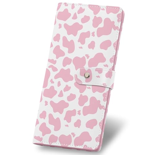 Kakurookie RFID-blockierende, schlanke Damen-Geldbörse, faltbares Kreditkartenetui mit Münzfach mit Reißverschluss, Kreditkartenfächer, sichere kompakte Geldbörse für den täglichen Gebrauch, Kuh-Rosa von Kakurookie