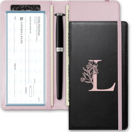 Kakurookie Scheckbuchhülle, RFID-blockierendes Scheckheft, doppelte Schecks mit Stifthalter, Kartenfächern, multifunktionaler Scheckbuchhalter für persönliche und geschäftliche Schecks, L von Kakurookie