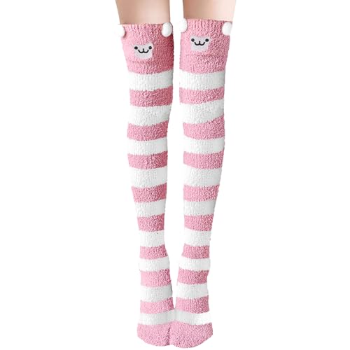 Kakveiai 1 Paar Damen Lange Socken, KuschelSocken Kniestrümpfe, Kuschel Overknee Strümpfe, Mädchen Kniestrümpfe, Panda Socken, Kuschel Süße warm, für Damen und Mädchen, Einheitsgröße(Rosa Streifen) Kakveiai 1 Paar Damen Lange Socken, KuschelSocken Kniestrümpfe, Kuschel Overknee Strümpfe, Mädchen Kniestrümpfe, Panda Socken, Kuschel Süße warm, für Damen und Mädchen, Einheitsgröße(Rosa Streifen) von Kakveiai