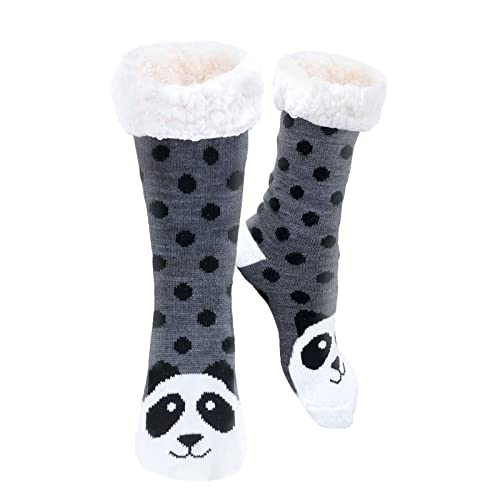 Kakveiai 1Paar Kuschelsocken Damen | Hausschuhsocken Damen | ABS Stoppersocken | Winter Thermo Haussocken, Rutschfeste Warm, Geschenk Weihnachts Valentinstag für Frauen Einheitsgröße(Panda1) von Kakveiai
