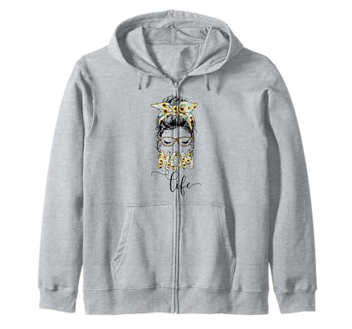 Momlife Frauengesicht Dutt Frisur Sonnenblumen Beste Mama Kapuzenjacke Momlife Frauengesicht Dutt Frisur Sonnenblumen Beste Mama Kapuzenjacke von Kala Funny Life Designs