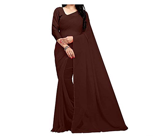 Kalagiri Georgette Plain Saree Mit Unstiched Bluse Stück Saree Für Frauen von Kalagiri