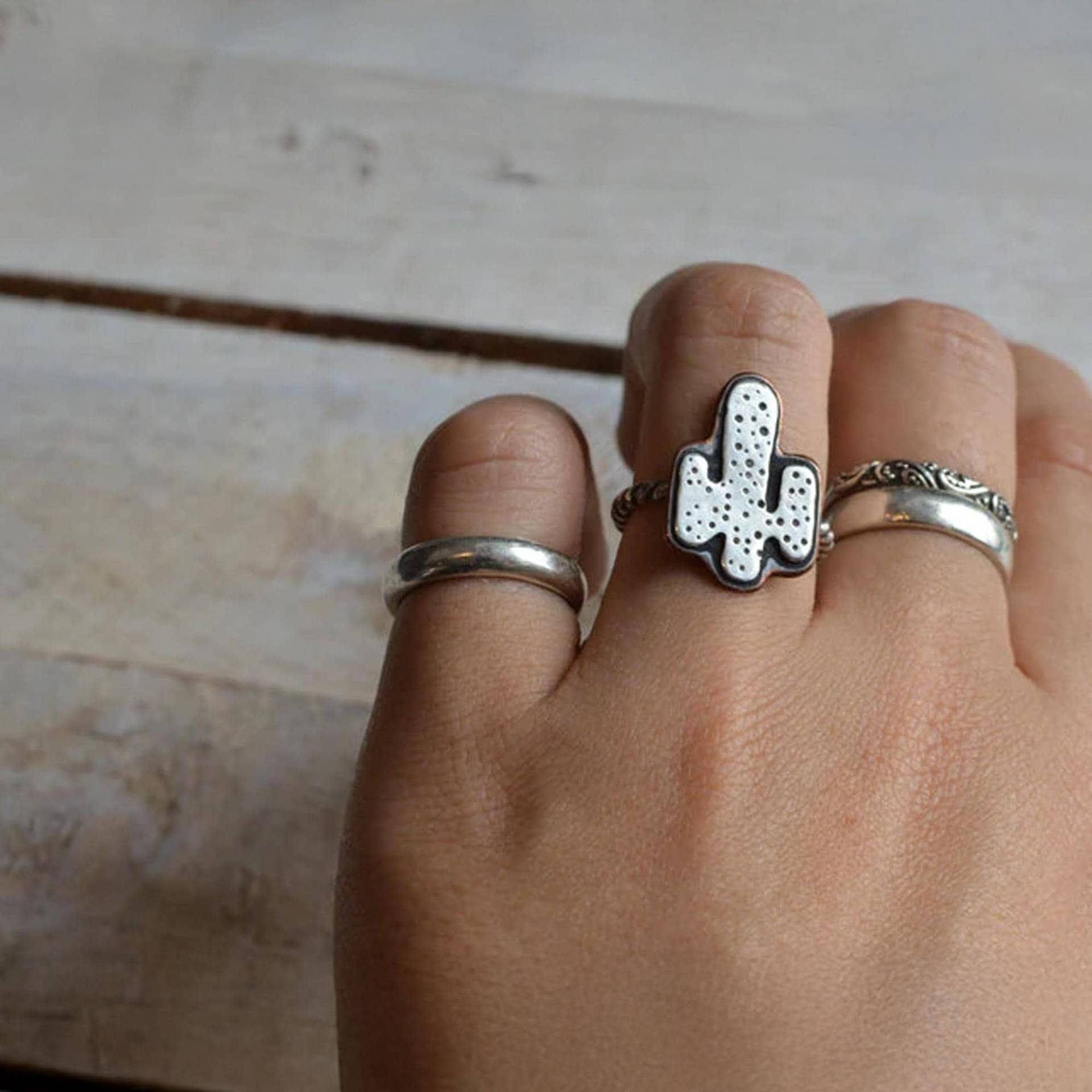 Kaktus Blume Ring, 925 Sterling Silber, Pflanze Liebhaber Handgemachte Ring Begabte, Geschenk, Wählen Sie Ihre Ringgröße, Personalisierte Bff von KalahJewellery