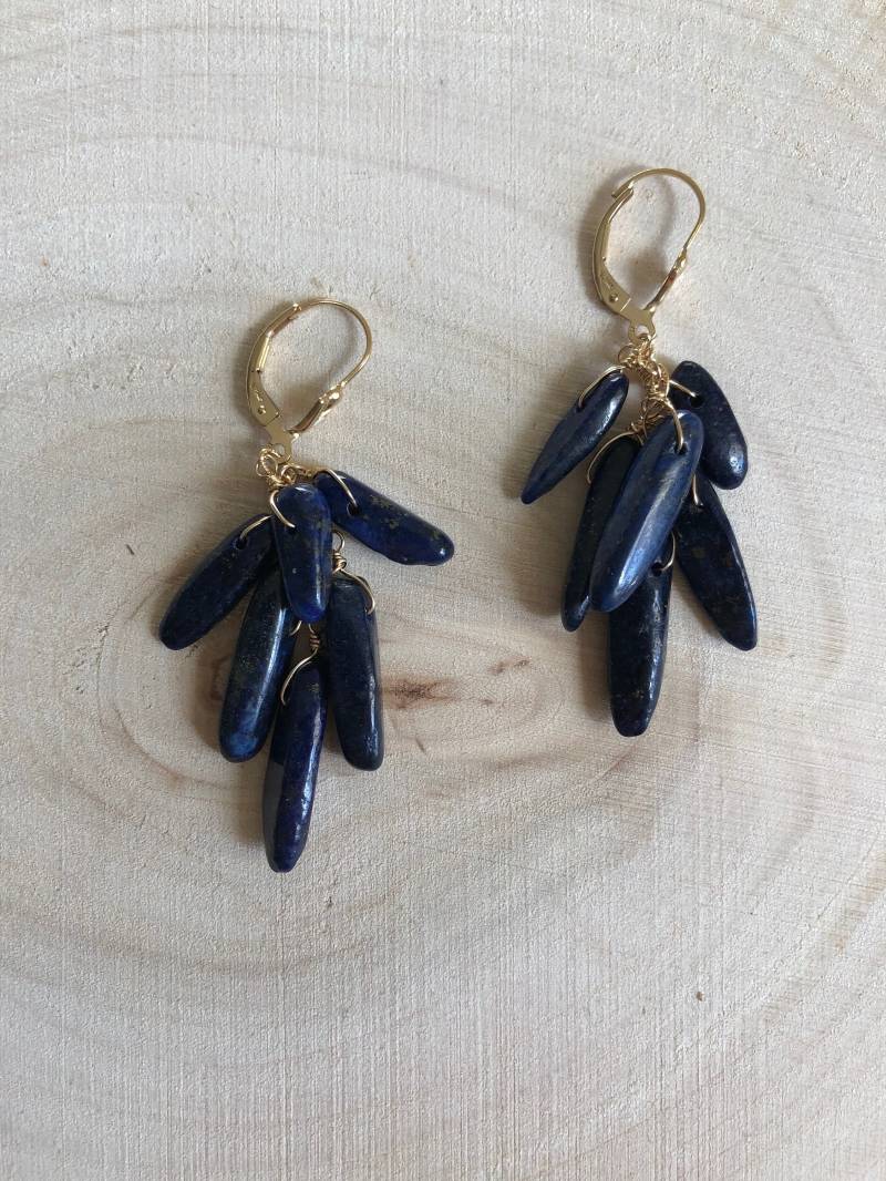 Boho Ohrringe, Lapis Lazuli September Geburtsstein, 14 Karat Gold, Lapislazuli Handgefertigtes Handwerksgeschenk, Heilkraft Schmuck, Weisheit Und von Kalamajewelry
