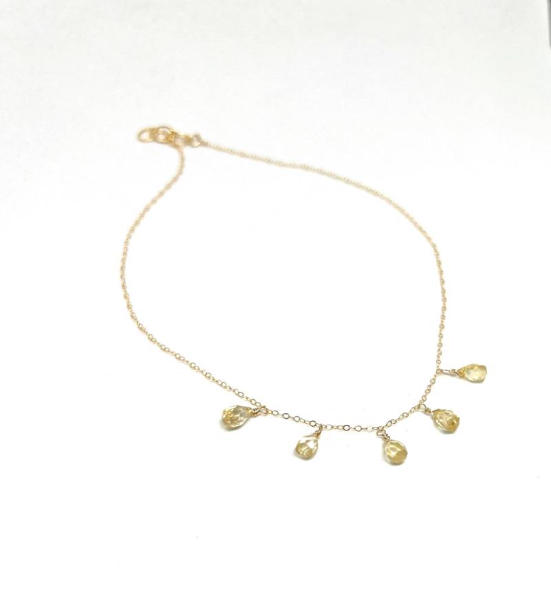 Handgemachte 14K Gold Filled Citrin Tropfen Halskette von Kalamajewelry
