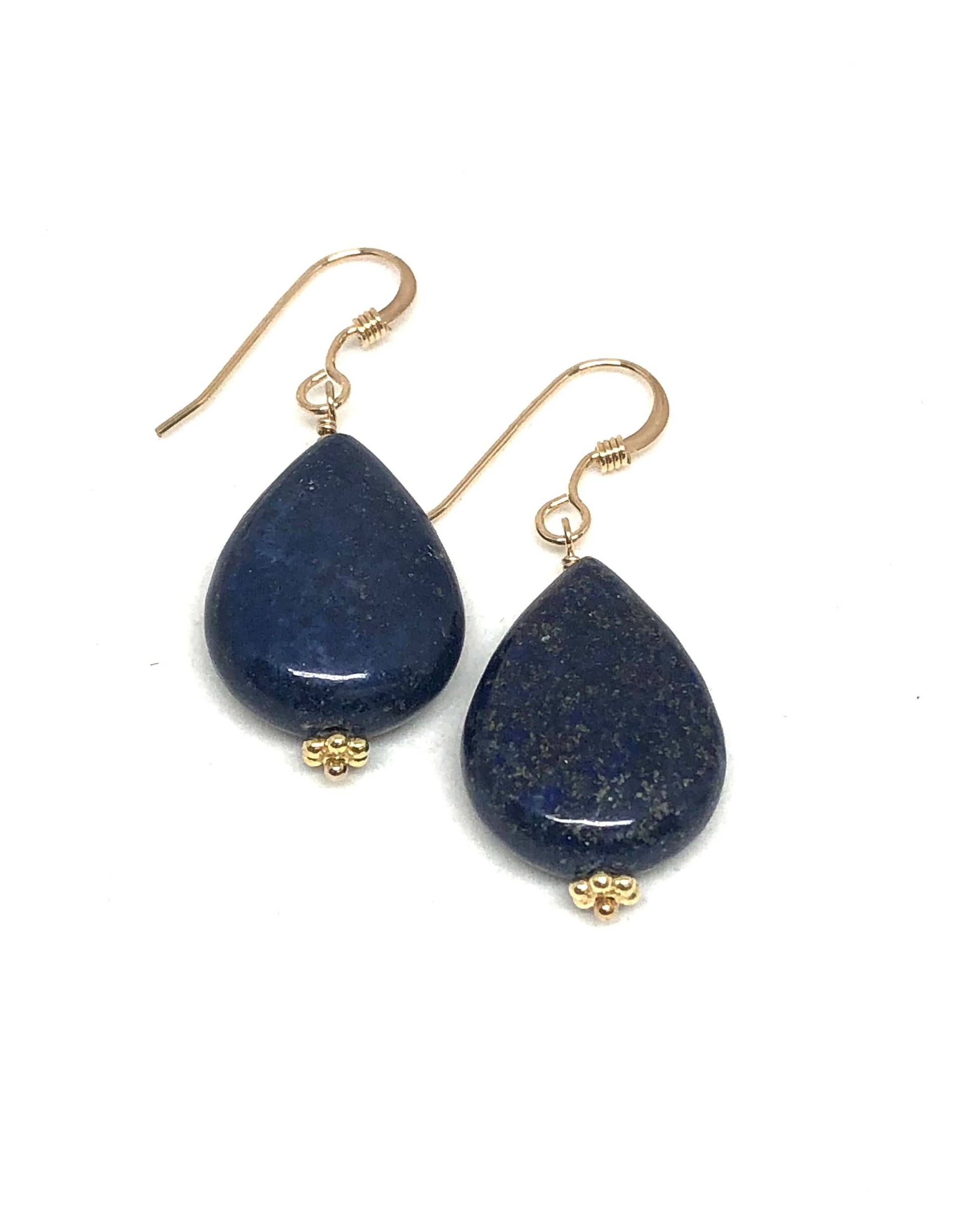 Lapis Lazuli Teardrop Ohrringe 14K Gold Filled, Handgemachter Schmuck von Kalamajewelry