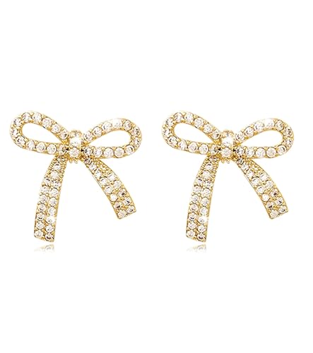 Kalamakala Perle Schleifen Ohrringe, Gold Silber Bow Earrings, Bogen Ohrstecker Ohrringe für Damen, Ohrringe Modeschmuck für Frauen und Mädchen von Kalamakala