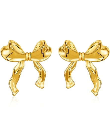 Kalamakala Schleifen Ohrringe, Gold Silber Bow Earrings, Bogen Ohrstecker Ohrringe für Damen, Ohrringe Modeschmuck für Frauen und Mädchen von Kalamakala