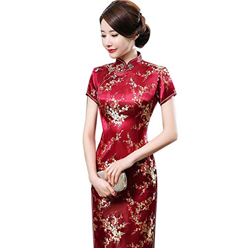 Kalaokei Cheongsam Kleid, Traditionelle Pflaumenblüte Frauen Chinesisch Lange Cheongsam Brautjungfer Abendkleid von Kalaokei