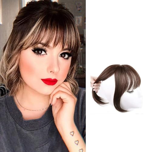 Menschliche Haartopper Clip in Krontopper Haar für Frauen Straight Toupee Teil Wiglets Haarstücke für mildes Haarausfall Volumenabdeckung Graues Haar (hellbraun, 25 cm), 1 von Kalastussaari