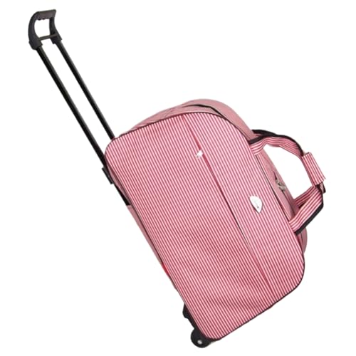 Kalastussaari Rolling Duffle Bag, Handgepäckbeutel mit Rädern, Radgepäck mit Griff, Weekender, Mode Reisetaschen für Frauen & Männer (Rot-Weiß-Streifen) von Kalastussaari