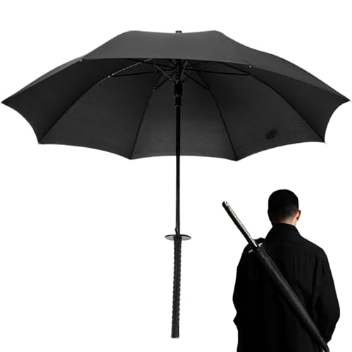 Samurai Regenschirm Kreatives japanisches Schwert Regenschirm für Cosplay 210t Katana Regenschirm mit Glasfaserrippen wasserdicht winddes Dach für Regen, 8 Rippe von Kalastussaari