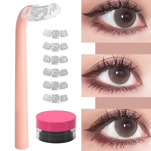 Unterer Wimpern Stempel wiederverwendbares 6pcs Silicon Bottom Lash -Stempel mit 1 Mascara -Creme ＆ 1 Stamp Head natürliche Wimpernverlängerung Kit für Make -up -Anfänger Style 2 Bottom Lash Stampe von Kalastussaari