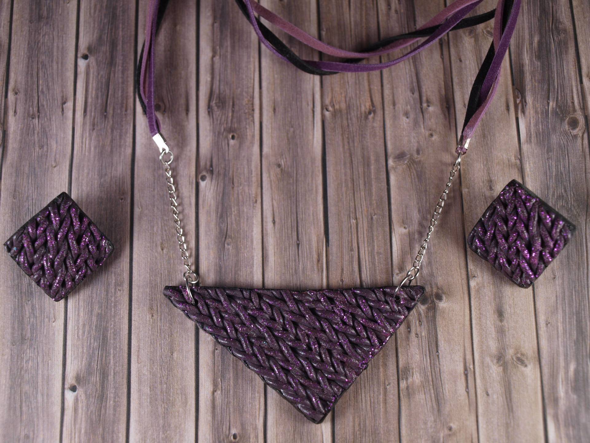 Jewellery. Handmade Jewellery. Schmuckset. Jewellery Set. Lila Abstraktion von KalatheyaJewellery