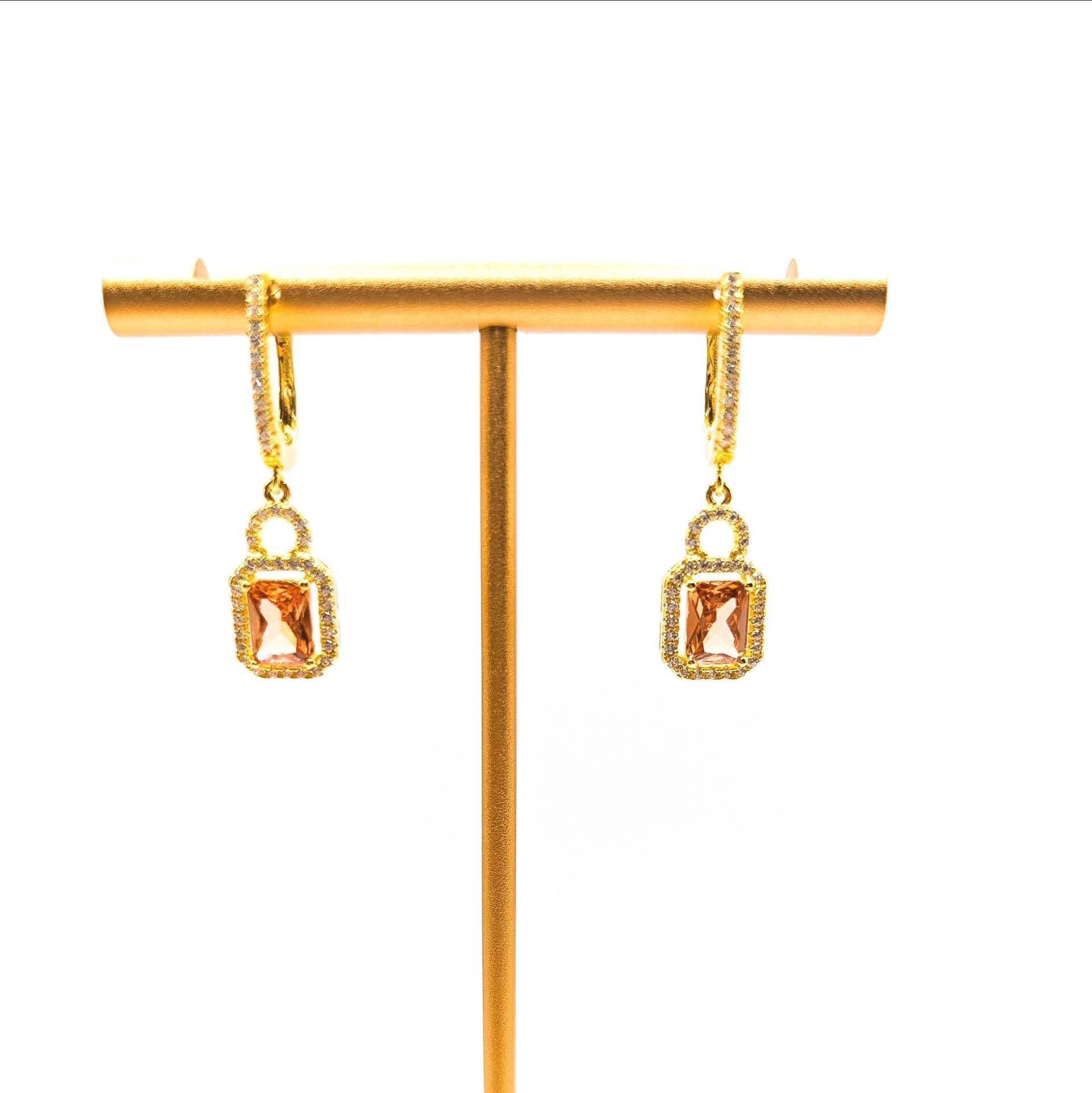 Gold Vermeil Ohrringe Mit Zirkonia | 925 Silber Citrinfarbe Luxuriöser Damenschmuck Strahlendes Design Geschenkidee von KaleebeaJewelry