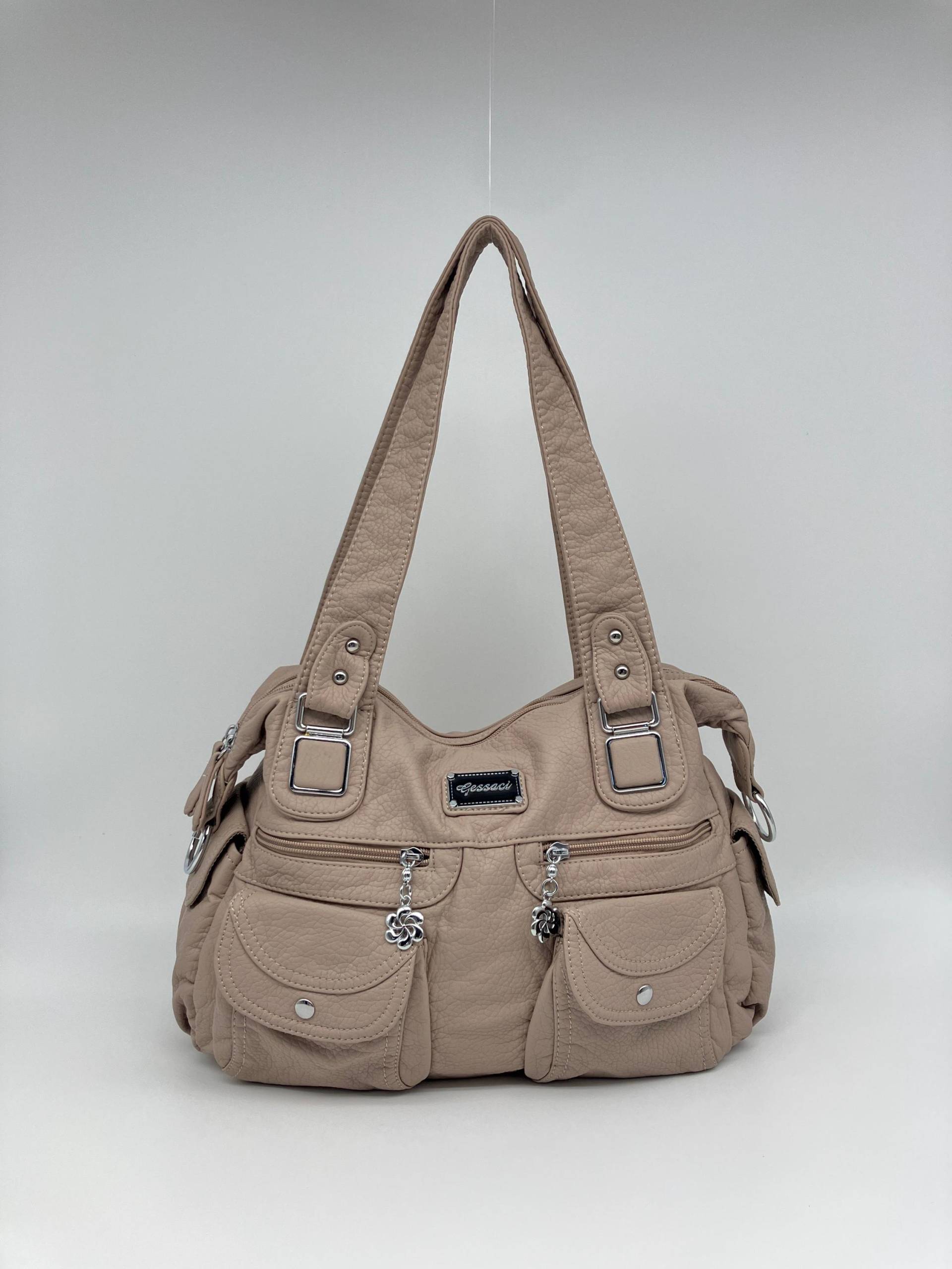 Handtasche Im Y2K-Vintage-stil Mit Abnehmbaren Schultergurt - Gessaci Amber Beige von Kalegant