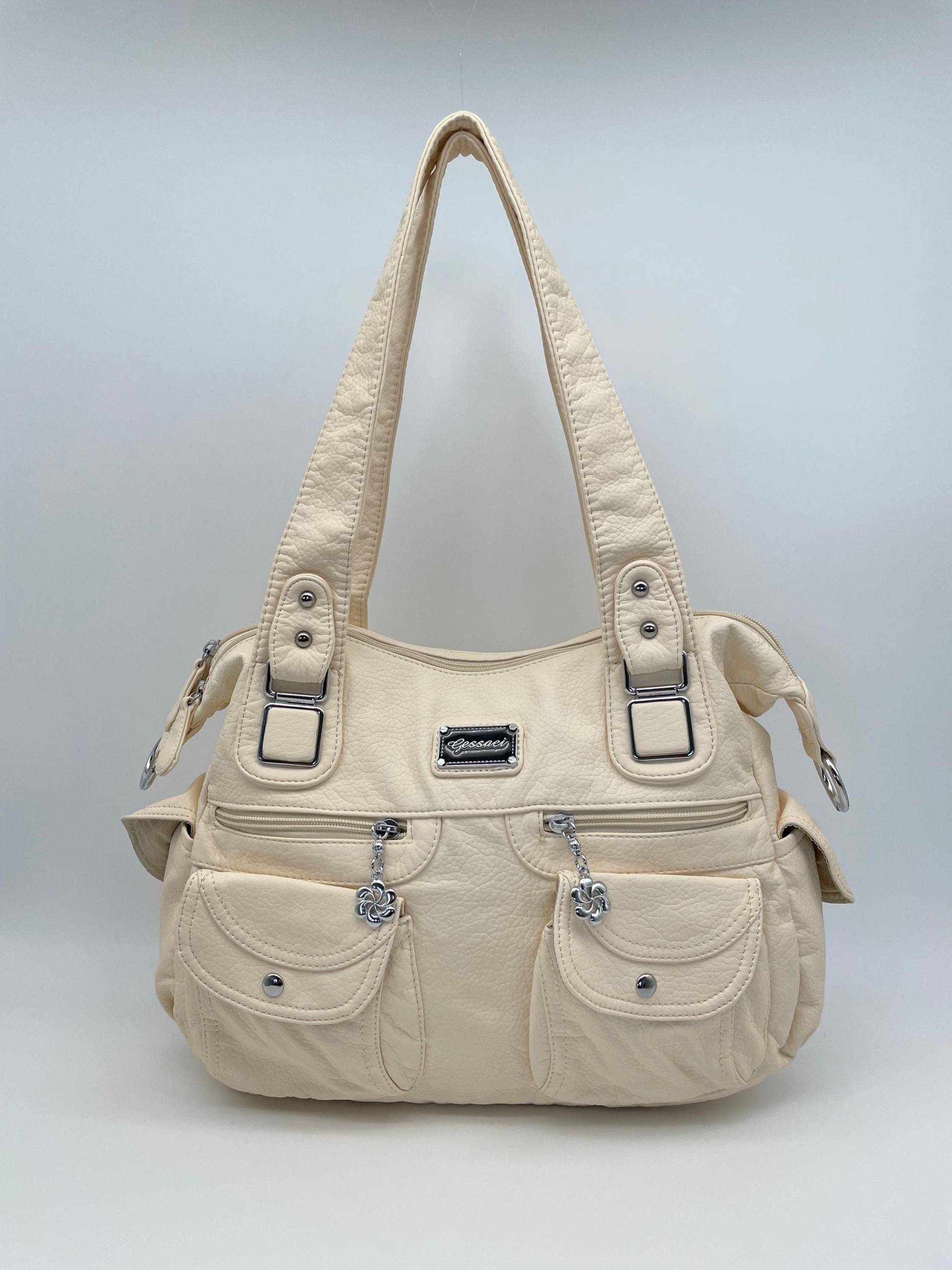 Handtasche Im Y2K-Vintage-stil Mit Abnehmbaren Schultergurt - Gessaci Amber Creme von Kalegant