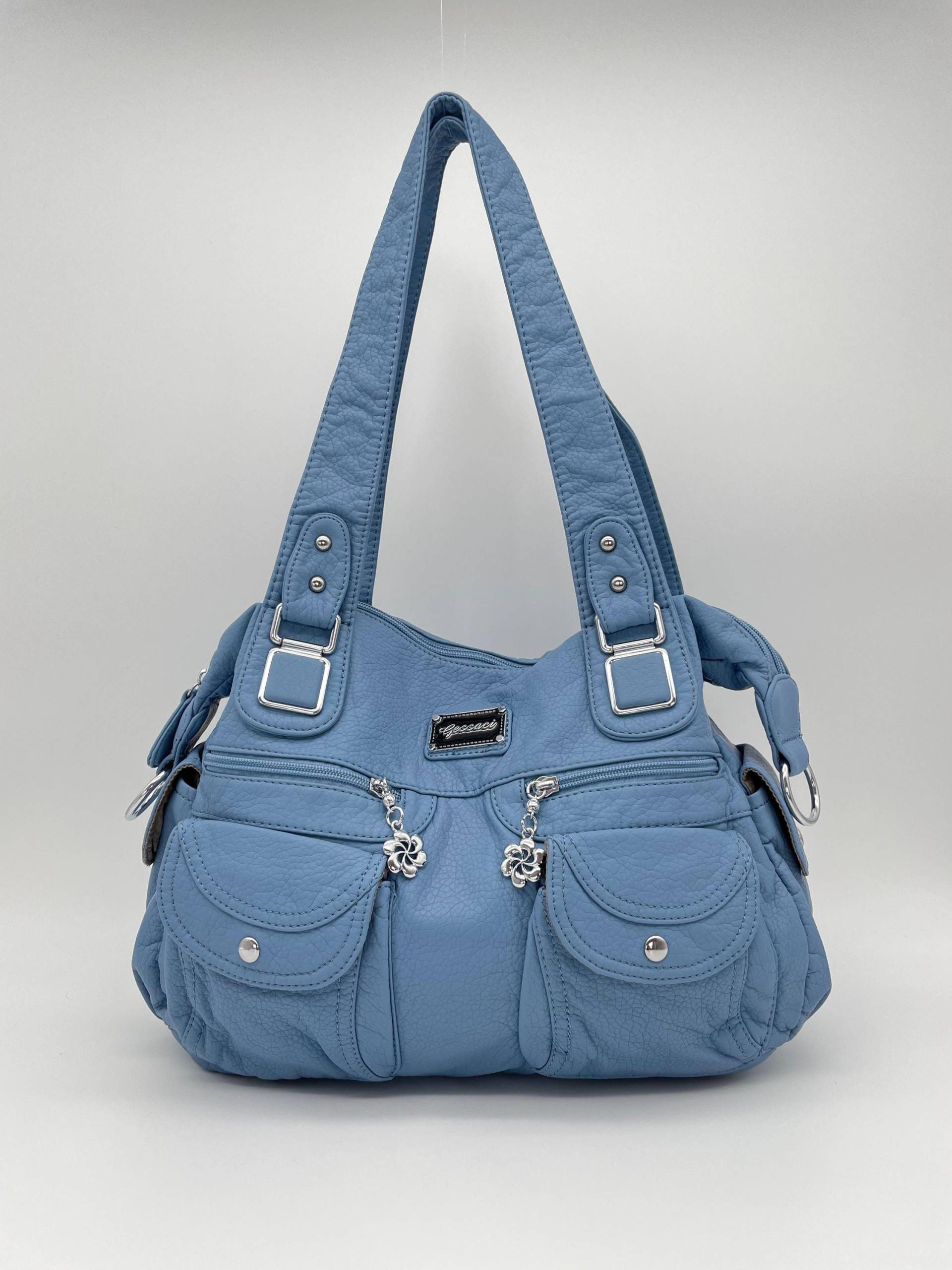 Handtasche Im Y2K-Vintage-stil Mit Abnehmbaren Schultergurt - Gessaci Amber Hellblau von Kalegant
