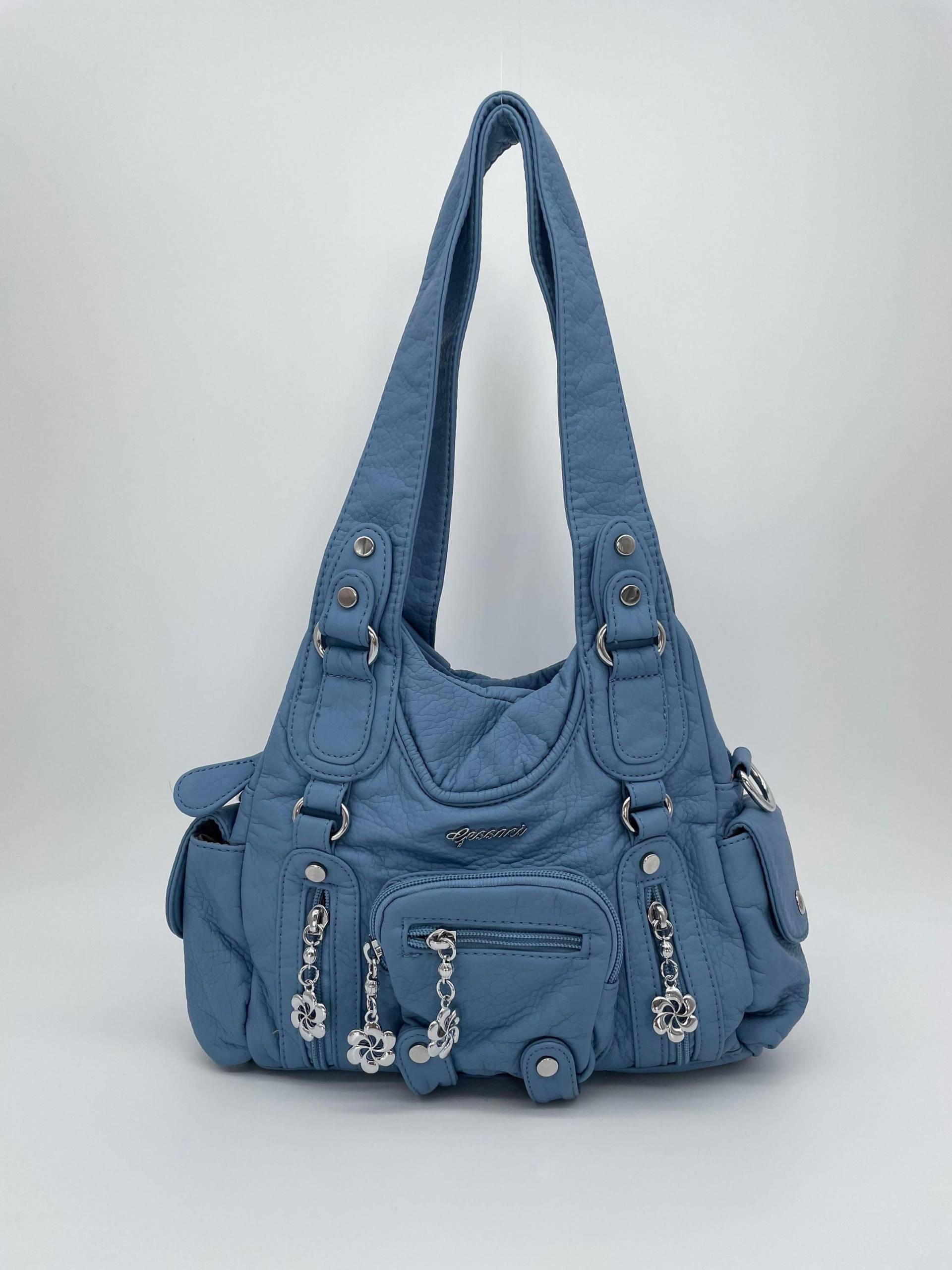 Handtasche Im Y2K-Vintage-stil Mit Abnehmbaren Schultergurt Tasche - Gessaci Lyra Hellblau von Kalegant