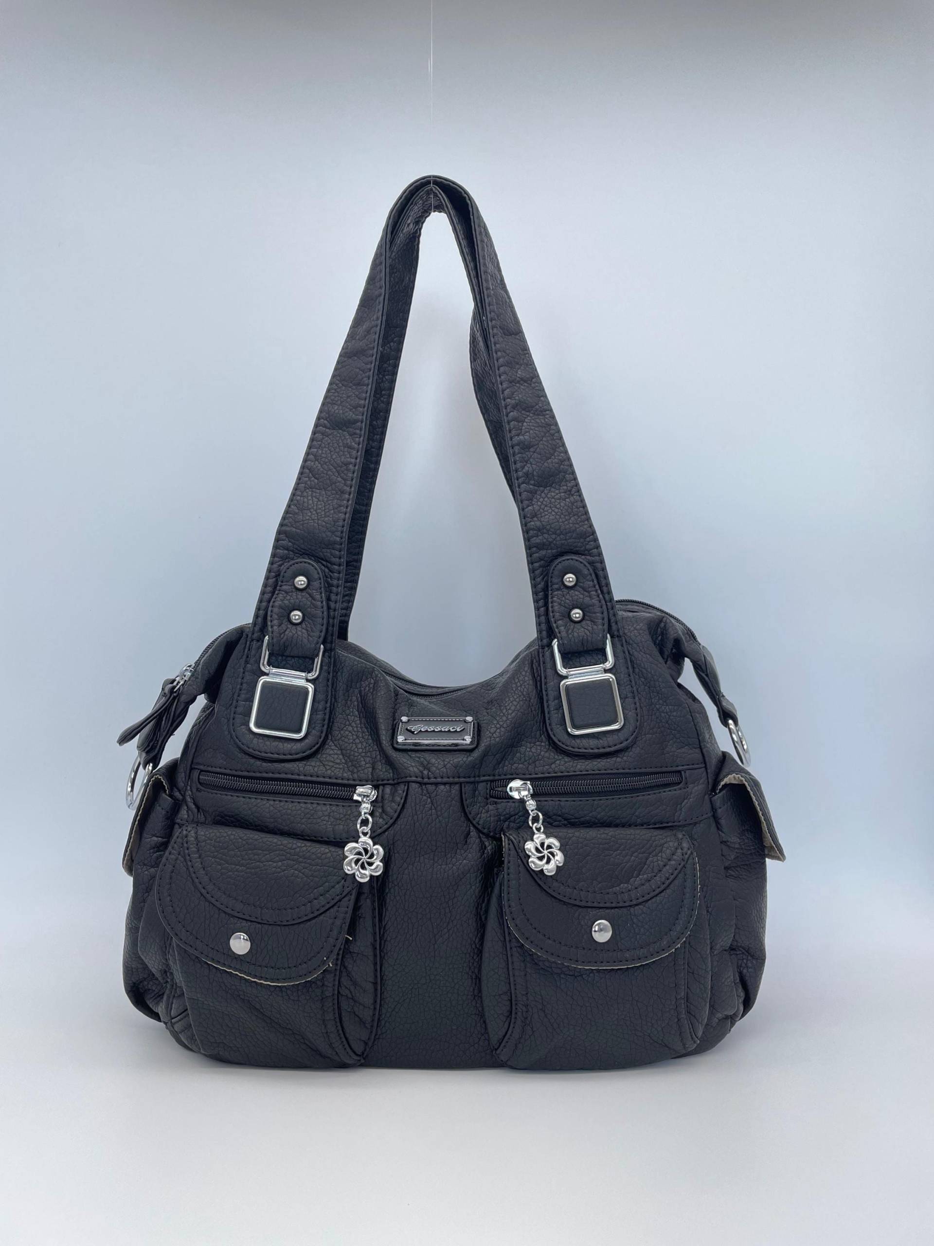 Schwarze Handtasche Im Y2K-Vintage-stil Mit Abnehmbaren Schultergurt - Gessaci Amber von Kalegant