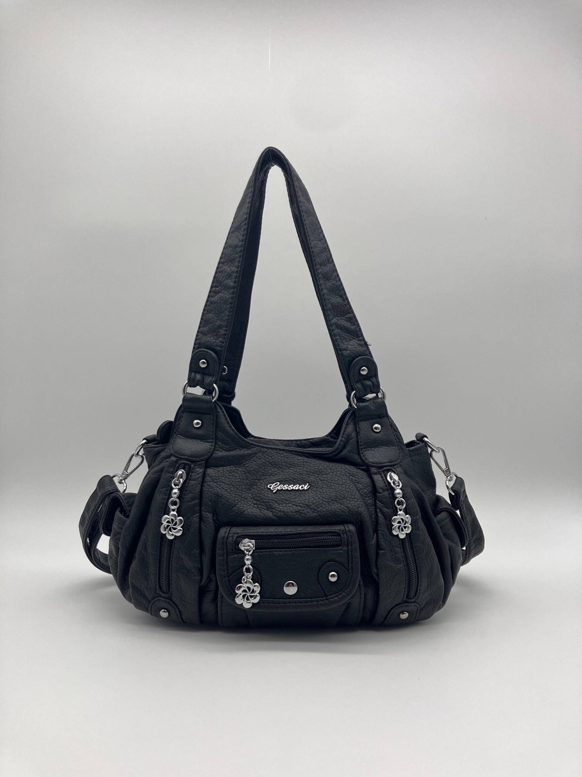 Schwarze Handtasche Im Y2K-Vintage-stil Mit Abnehmbaren Schultergurt - Viola von Kalegant