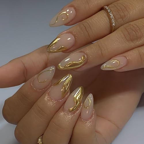 KaleidNail Mandel Nägel Zum Glitzer Aufkleben Falsche Nägel Vollständige Abdeckung Kunstdesign 24 Stück Nude-Farbverlauf Transluzent Silberner Tipp für Frauen und Mädchen KaleidNail Mandel Nägel Zum Glitzer Aufkleben Falsche Nägel Vollständige Abdeckung Kunstdesign 24 Stück Nude-Farbverlauf Transluzent Silberner Tipp für Frauen und Mädchen von KaleidNail