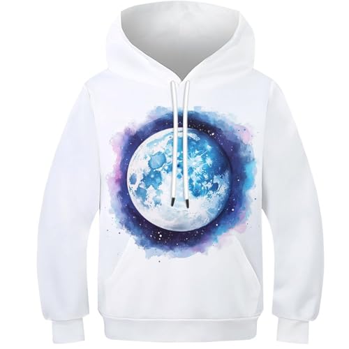 KaleidoKit Aquarell Mond Hoodie Boys Girls Hoodie 3D Print Pullover Personalised Hoodie Lightweight Sweatshirt 11-13Y von KaleidoKit