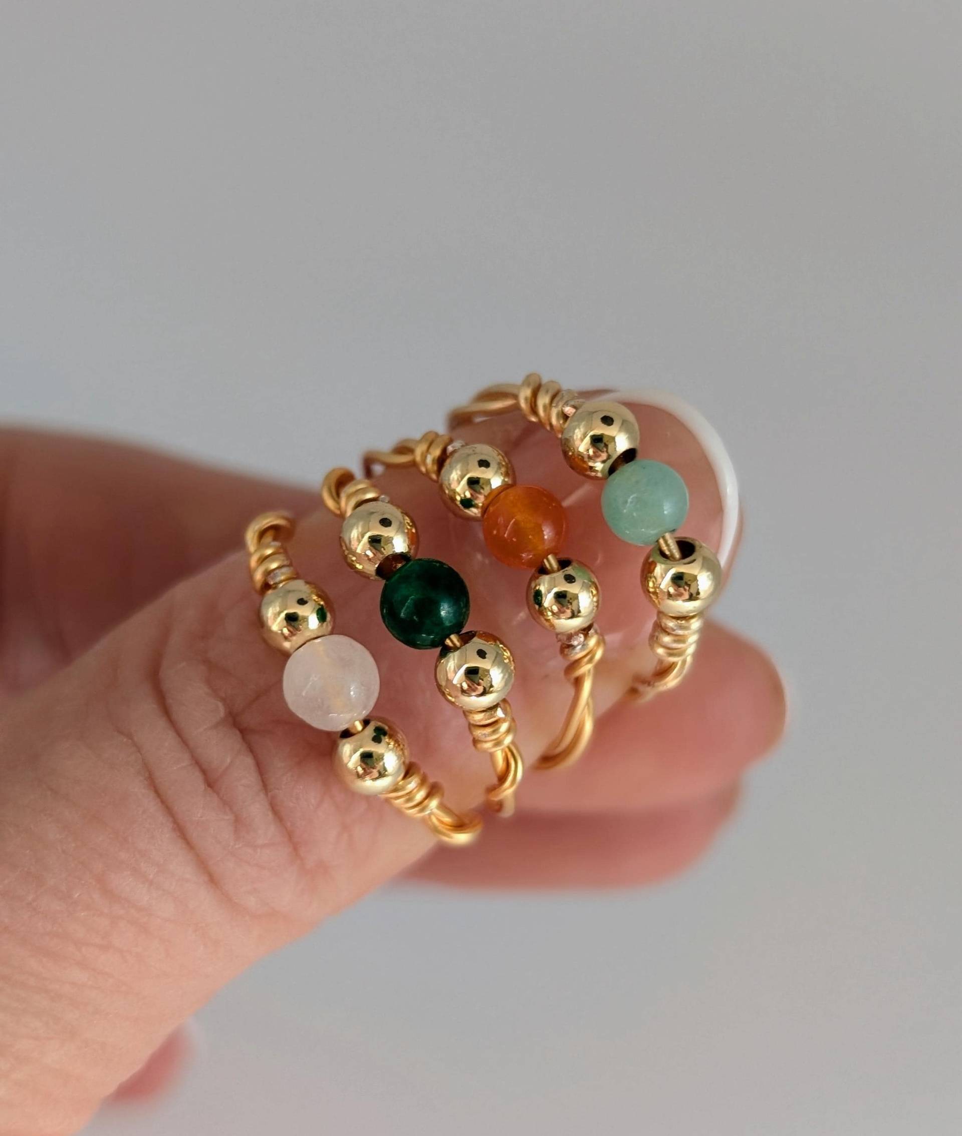 Vergoldeter Jade Ring - Halbedelstein Perle von KaleidoscopebyAmyLou