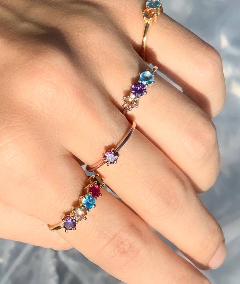 14K Birthstone Ring Für Mama, Mutter Geschenk, Personalisierte Geschenke Personalisierter Schmuck von KaliPureGold