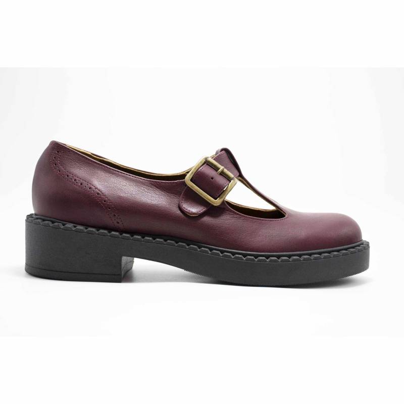 T-streifen Mary Janes, Jane Schuhe Leder, Burgundy, Rote Low Heel, Chunky Frauen T-streifen Mary Janes, Jane Schuhe Leder, Burgundy, Rote Low Heel, Chunky Frauen von KalicosisShoes