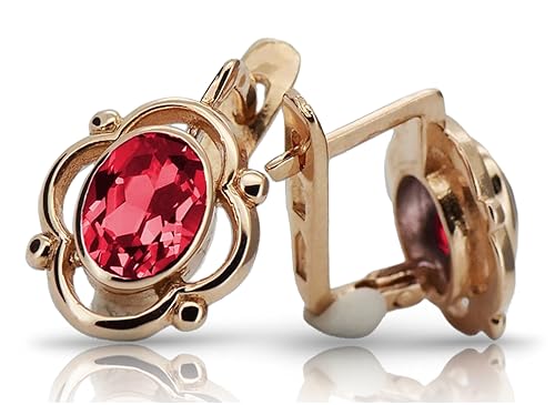 Russische Sowjetische Rose Pink 14k 585 Gold Ohrringe vec033 Alexandrit Rubin Smaragd Saphir ... - Metall Original Vintage 14K Roségold, Stone Rubinrot Russische Sowjetische Rose Pink 14k 585 Gold Ohrringe vec033 Alexandrit Rubin Smaragd Saphir ... - Metall Original Vintage 14K Roségold, Stone Rubinrot von Kaliky