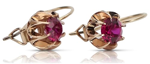 Russische Sowjetische Rose Pink 14k 585 Gold Ohrringe vec062 Alexandrit Rubin Smaragd Saphir ... - Metall Original Vintage 14K Roségold, Stone Rubinrot Russische Sowjetische Rose Pink 14k 585 Gold Ohrringe vec062 Alexandrit Rubin Smaragd Saphir ... - Metall Original Vintage 14K Roségold, Stone Rubinrot von Kaliky