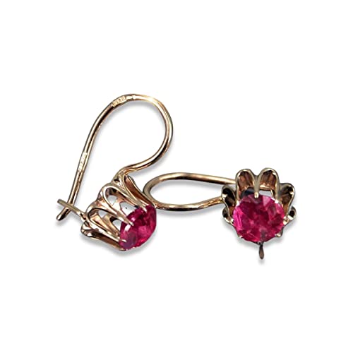 Russische Sowjetische Rose Pink 14k 585 Gold Ohrringe vec092 Alexandrit Rubin Smaragd Saphir ... - Metall Original Vintage 14K Roségold, Stone Rubinrot Russische Sowjetische Rose Pink 14k 585 Gold Ohrringe vec092 Alexandrit Rubin Smaragd Saphir ... - Metall Original Vintage 14K Roségold, Stone Rubinrot von Kaliky
