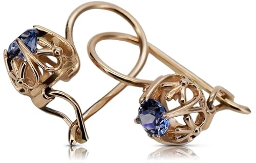 Russische Sowjetische Rose Pink 14k 585 Gold Ohrringe vec145 Alexandrit Rubin Smaragd Saphir ... - Metall Original Vintage 14K Roségold, Stone Saphir Russische Sowjetische Rose Pink 14k 585 Gold Ohrringe vec145 Alexandrit Rubin Smaragd Saphir ... - Metall Original Vintage 14K Roségold, Stone Saphir von Kaliky