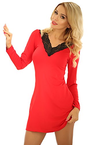 Kalimo Damen Kalimo der Unterrock Nachthemd Nachtkleid Paris Red Xl Nightgown, Rot, XL EU von Kalimo