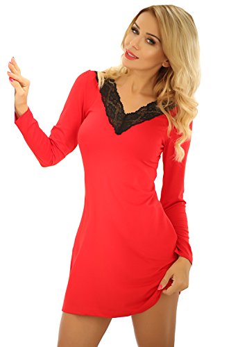 Kalimo Damen Kalimo der Unterrock Nachthemd Nachtkleid Paris Red Xxl Nightgown, Rot, XXL EU von Kalimo