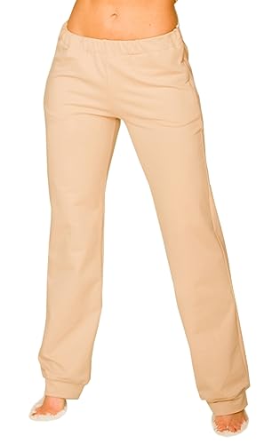 Kalimo Damenhosen Brav | Baumwollehosen | Farbe: Beige | Größe: XXL | Baumwolle | Hose mit Taschen | Jogginghose Bündchen Enden | Frauen Freizeithose | Sweathosen | Sporthose Lange von Kalimo