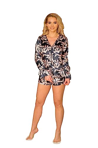 Kalimo Pyjama Raja | Romantischer Zweiteiliger Damen Schlafanzug | Nachtwäsche | Farbe: Puder| Größe: S | Material: Satin von Kalimo