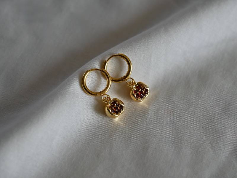 Granatapfel Zirkon Ohrringe 18K Vergoldet von KalisPalette