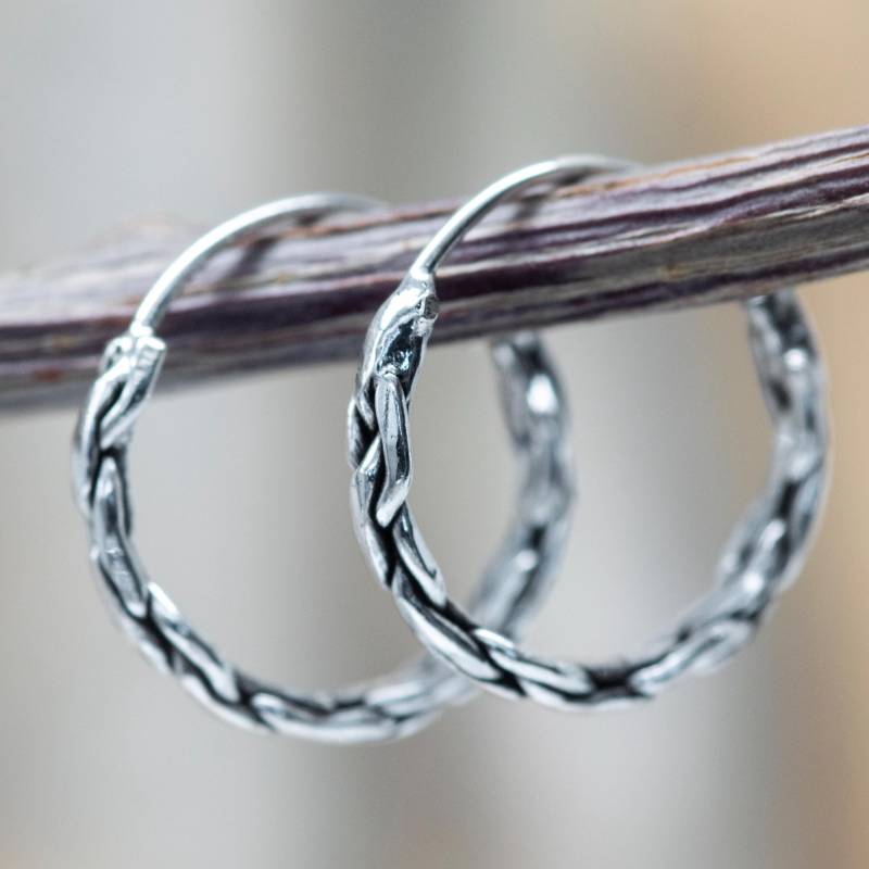 14 Mm Sterling Silber Geflochtene Creolen von KalismaBijoux