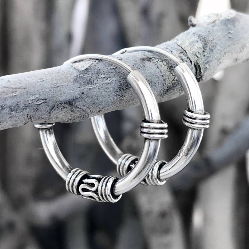 18 Mm | 0.70 " Sterling Silber Creolen, Geschenke Für Sie, Bali Handgemachte Ohrringe, Boho Ohrring Vts056." von KalismaBijoux