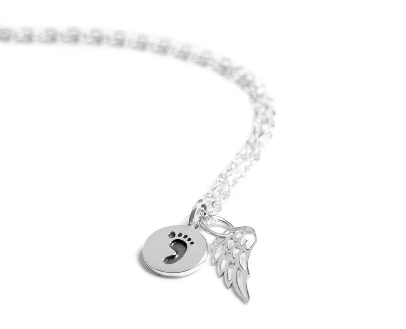 Fehlgeburt Halskette, Säugling Verlust, Baby Fußabdruck Engel Flügel, Silber Totgeborenen Gedenkstätte, Kind Gedenkstätte Geschenk, Ich Trage Fehlgeburt Halskette, Säugling Verlust, Baby Fußabdruck Engel Flügel, Silber Totgeborenen Gedenkstätte, Kind Gedenkstätte Geschenk, Ich Trage von KallenDesign
