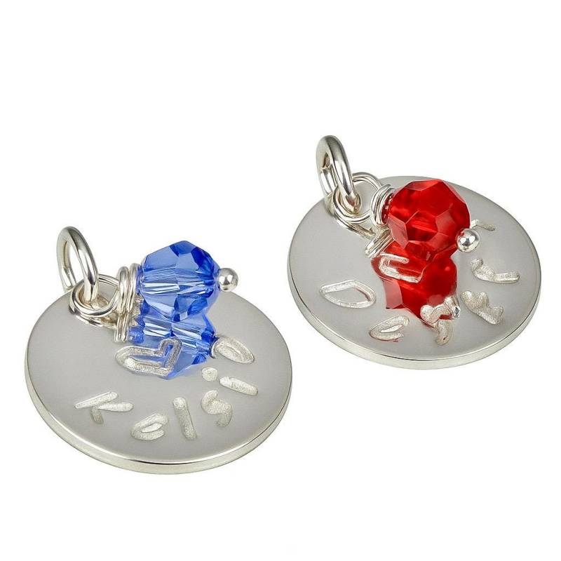 Fügen Sie Einen Namensanhänger, Monogrammscheibe, Geburtsstein-Namensscheibe, Silberanhänger, Anhänger Für Armbänder, Halskettenanhänger von KallenDesign