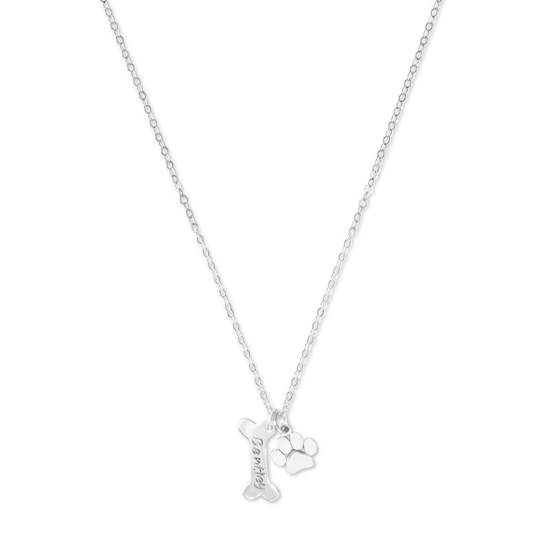 Personalisierte Hundeknochen Halskette, Pfotenabdruck, Sterling Silber Haustier-Denkmal von KallenDesign